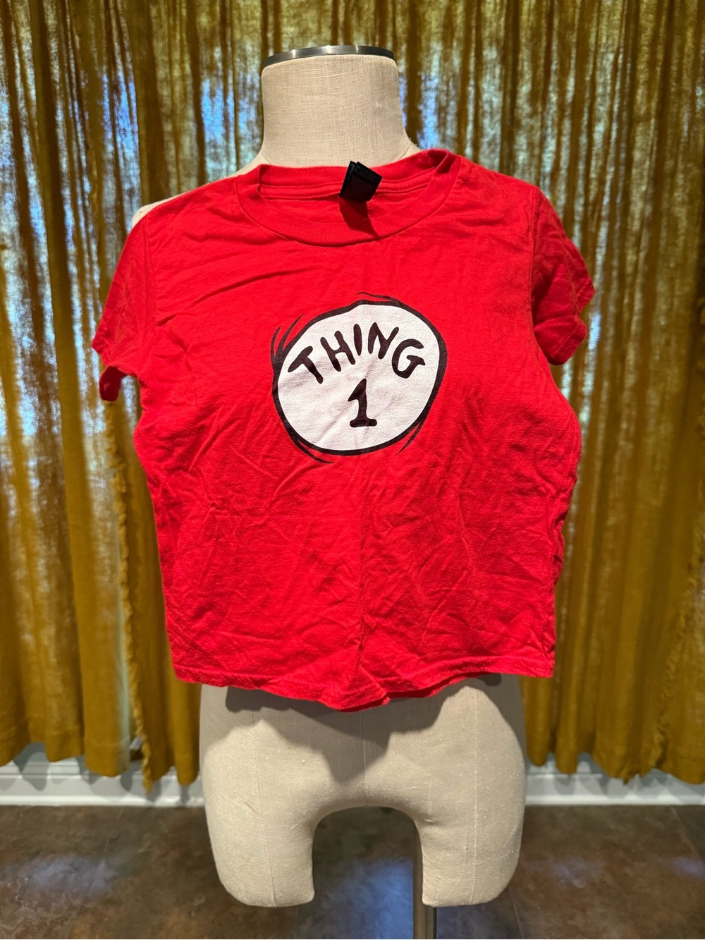 Gildan Red Graphic Tee with Black and White Print